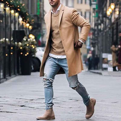 Men's Winter Long Trench Coat