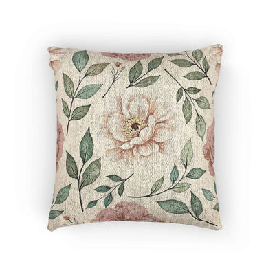 Vintage Floral Woven Pillow | Tapestry Rose Leaf Throw Pillow