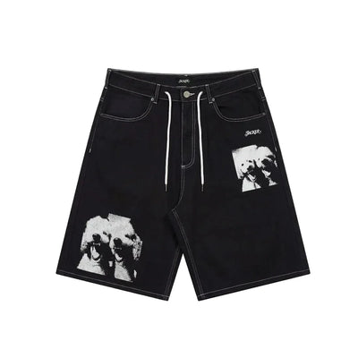 Shorts "Poodle Pals" en denim ample - Noir