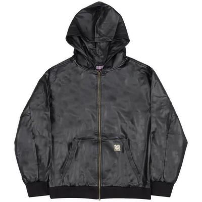 Frosted Skateboards Leather Zip-Up Jacket - Black