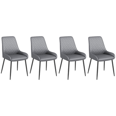 Chaises de salle à manger modernes en cuir vegan Blake avec capitonnage losange - Lot de 4 - Gris