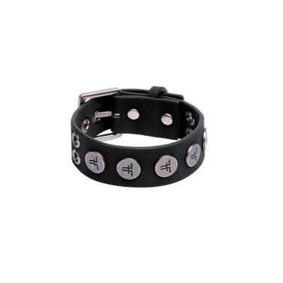 Fallen 'Rivet Logo' Cuff Bracelet - Black/Silver