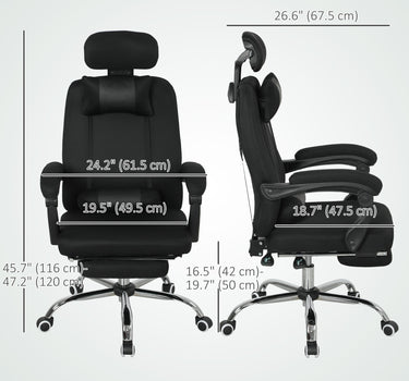 Brady Ergonomic Executive High Back Office Chair with Footrest and Lumbar Support-Black