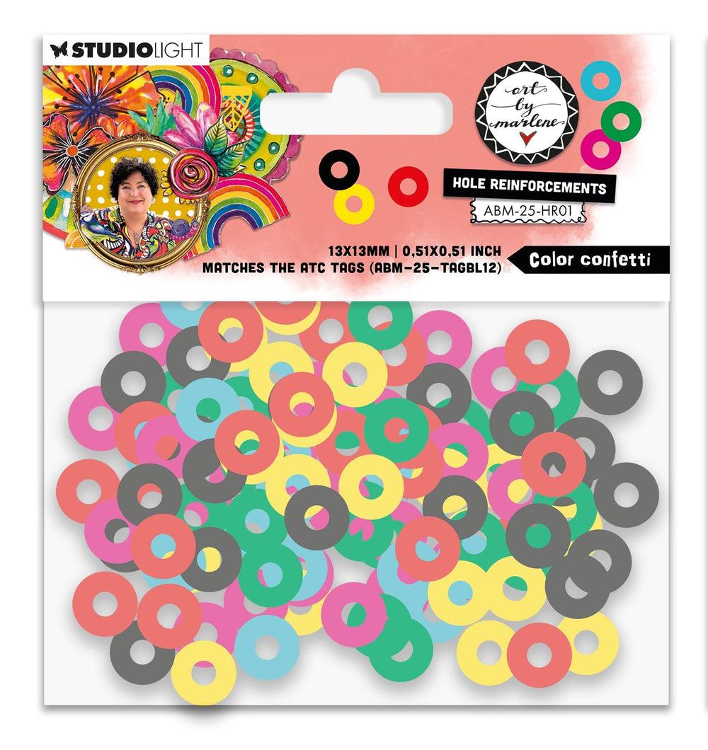 ABM Renforts de Trous Coloris Confetti Art By Marlene 130x105x5mm 6 Couleurs