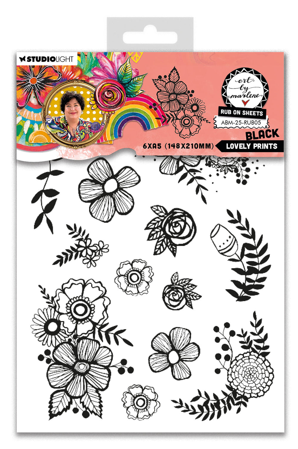 ABM Autocollants à Frotter Jolis Motifs, Noir Art By Marlene 6 Feuilles