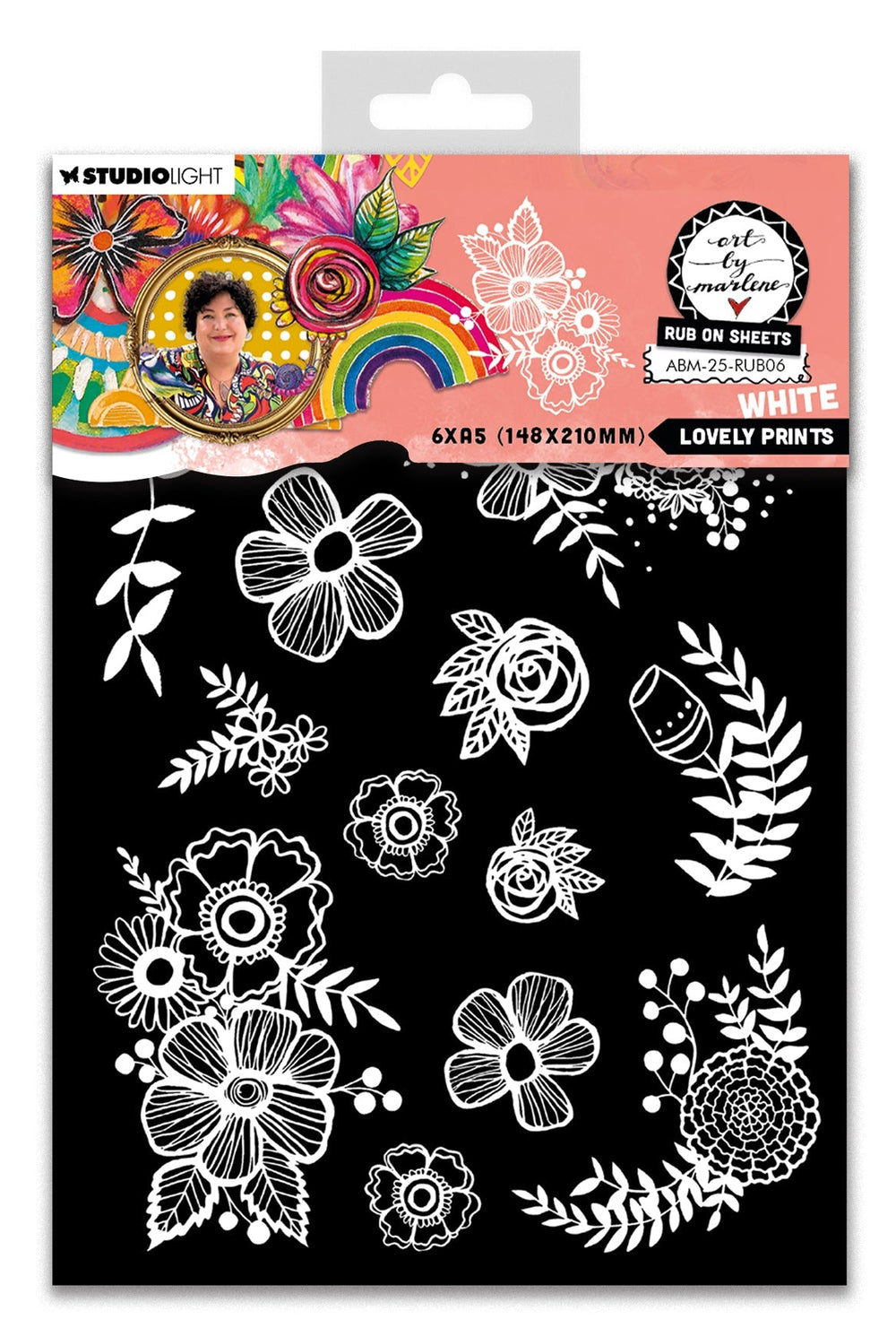 ABM Rub-Ons Jolis Motifs, Blanc Art By Marlene 6 Feuilles