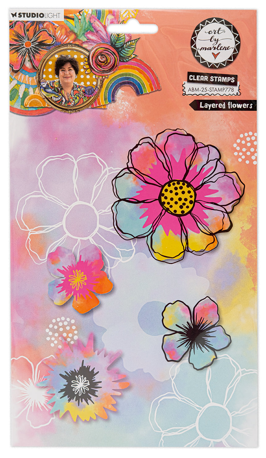 Tampon transparent ABM Superposé Fleurs Art By Marlene 10 pièces