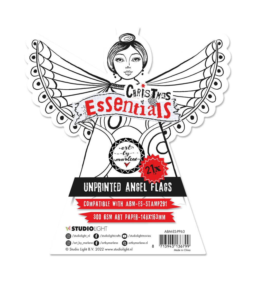 Bloc de papier ABM non imprimé Drapeaux d'ange Papier d'art 300 g/m² Essentiels de Noël 148x163x8mm 21 feuilles n°63