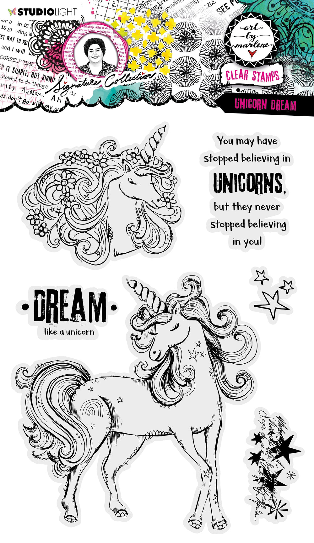 ABM Tampon Transparent Licorne Rêve Collection Signature 197x139x3mm 6 PC n°404