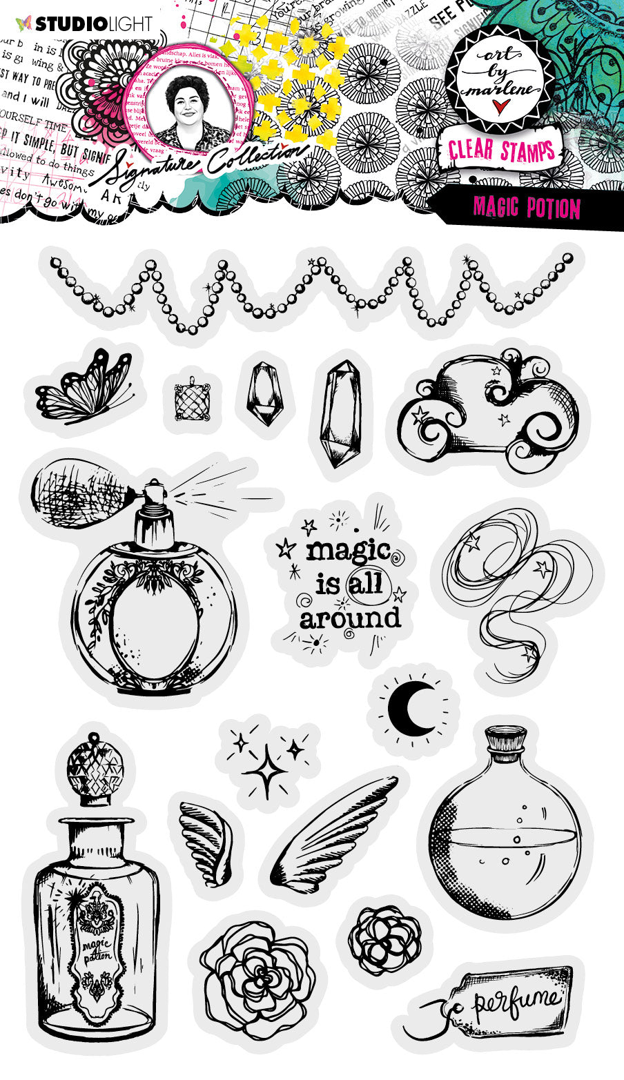Tampons transparents ABM Magic Potion Collection Signature 148x210x3mm 18 pièces no 505