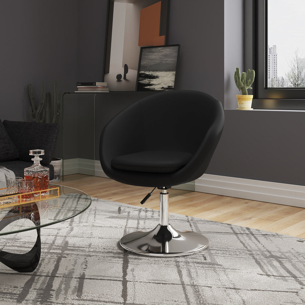 Fauteuil d'appoint/de bureau pivotant et réglable en similicuir Chandra - Noir