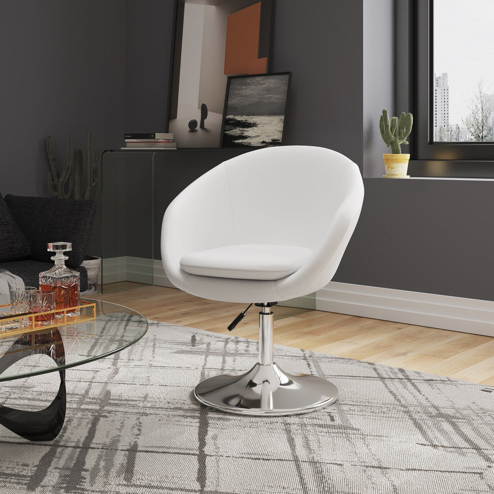 Chandra, fauteuil d'appoint/de bureau pivotant et réglable en similicuir - Blanc