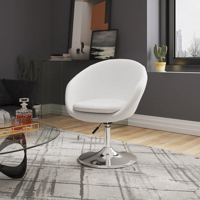 Chandra, fauteuil d'appoint/de bureau pivotant et réglable en similicuir - Blanc