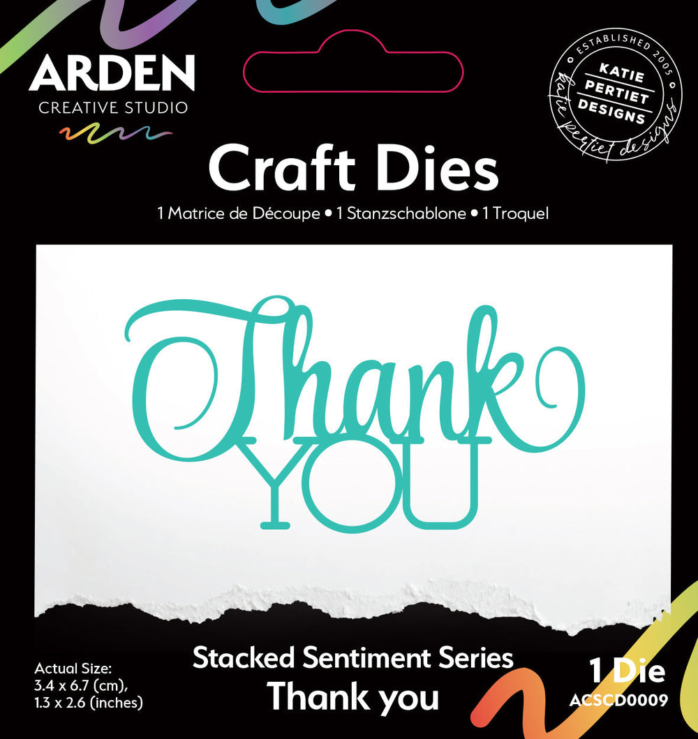 Arden Creative Studio Sentiment Series Stacked Thank You Craft Die