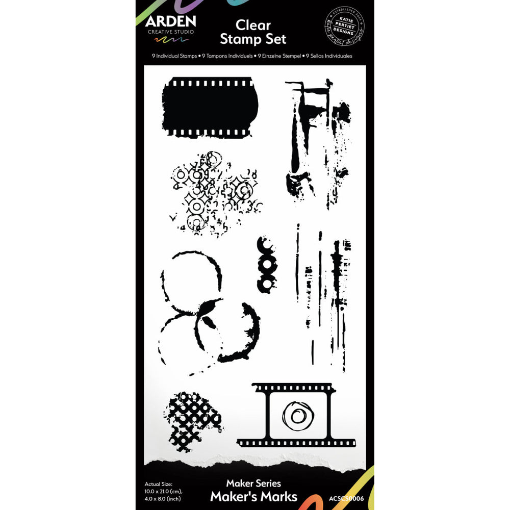 Arden Creative Studio Maker Series Maker's Marks 4 in x 8 in Clear Stamp Set