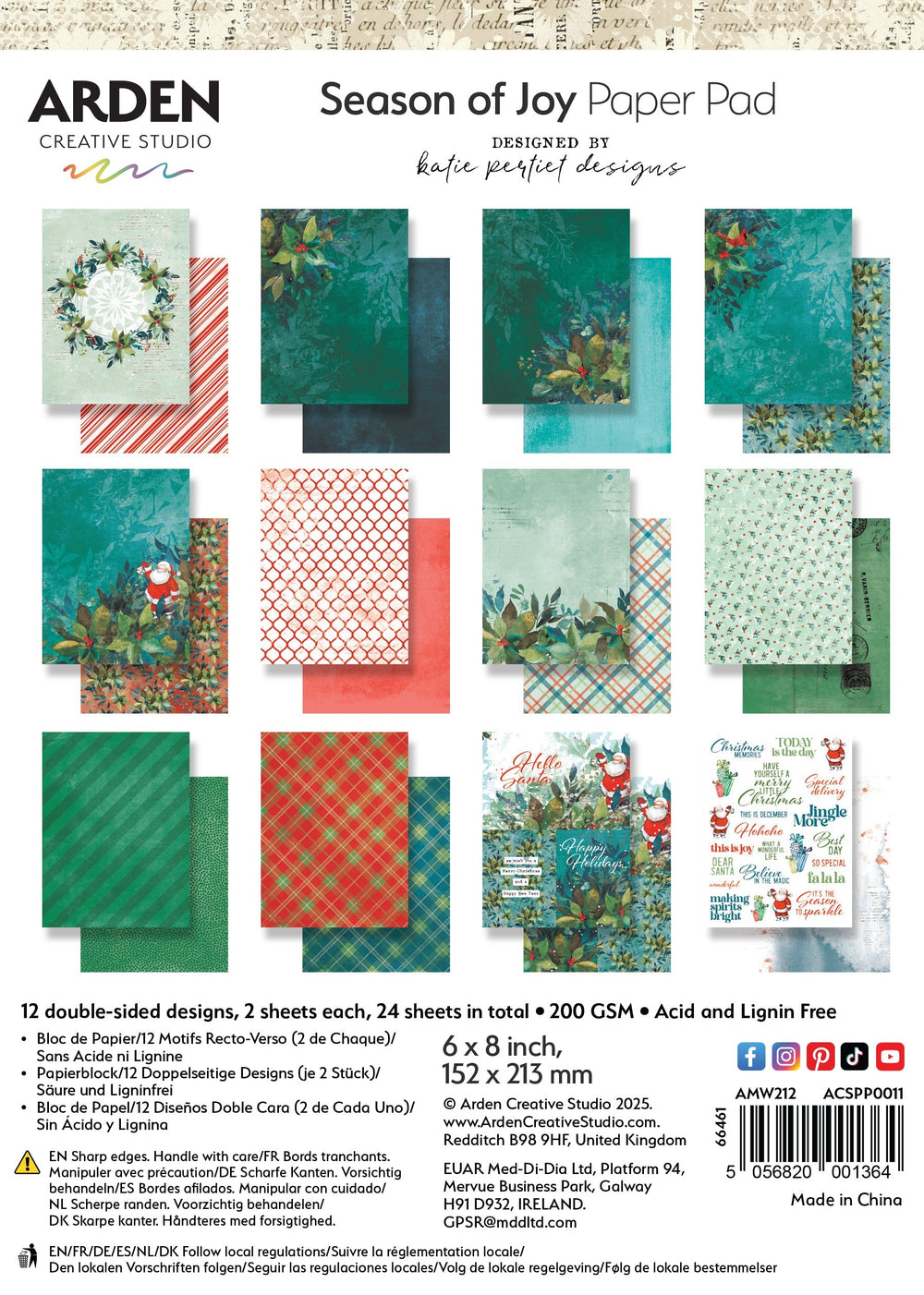 Arden Creative Studio Season of Joy 6in x 8in Paper Pad — Ecstasy Crafts