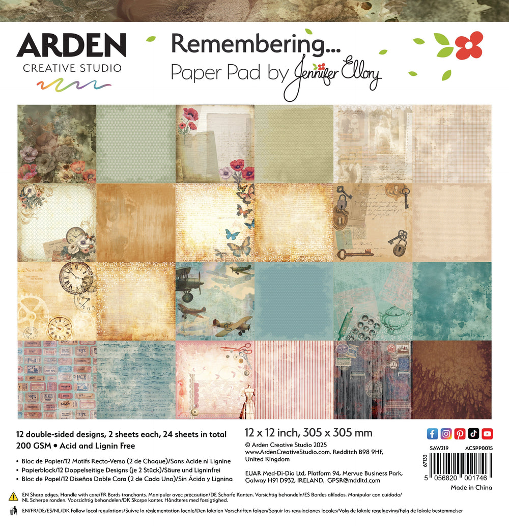 Arden Creative Studio En souvenir de... Bloc de papier 30,5 x 30,5 cm