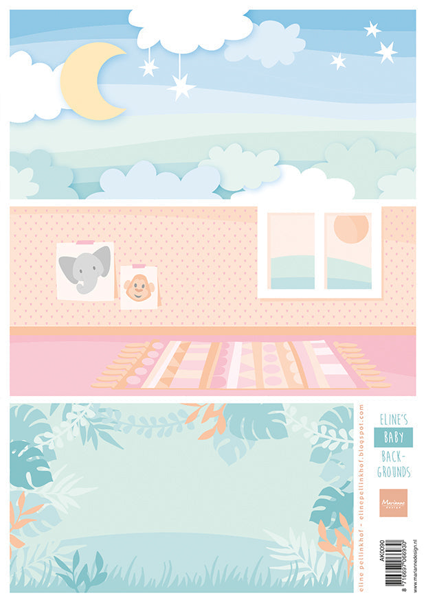 Marianne Design Feuille de découpage A4 - Fonds Bébé d'Eline