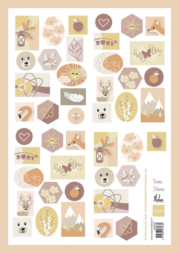 Marianne Design Feuille de découpage A4 - Cadres illustrés par Marleen