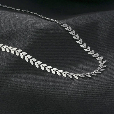 ALALA Or Blanc Argenté : Collier Feuille Botanique Magnifique