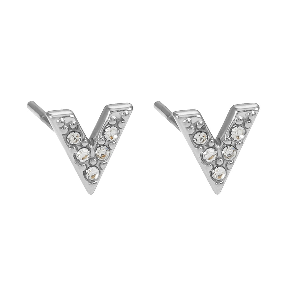 ALIVALDA Argent : Mini clous d'oreilles en zircone (CZ) en forme de 'V'