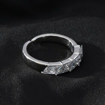 Bague ALLY Or Blanc (Ton Argenté) : Rangée de Zirconias Incrustés