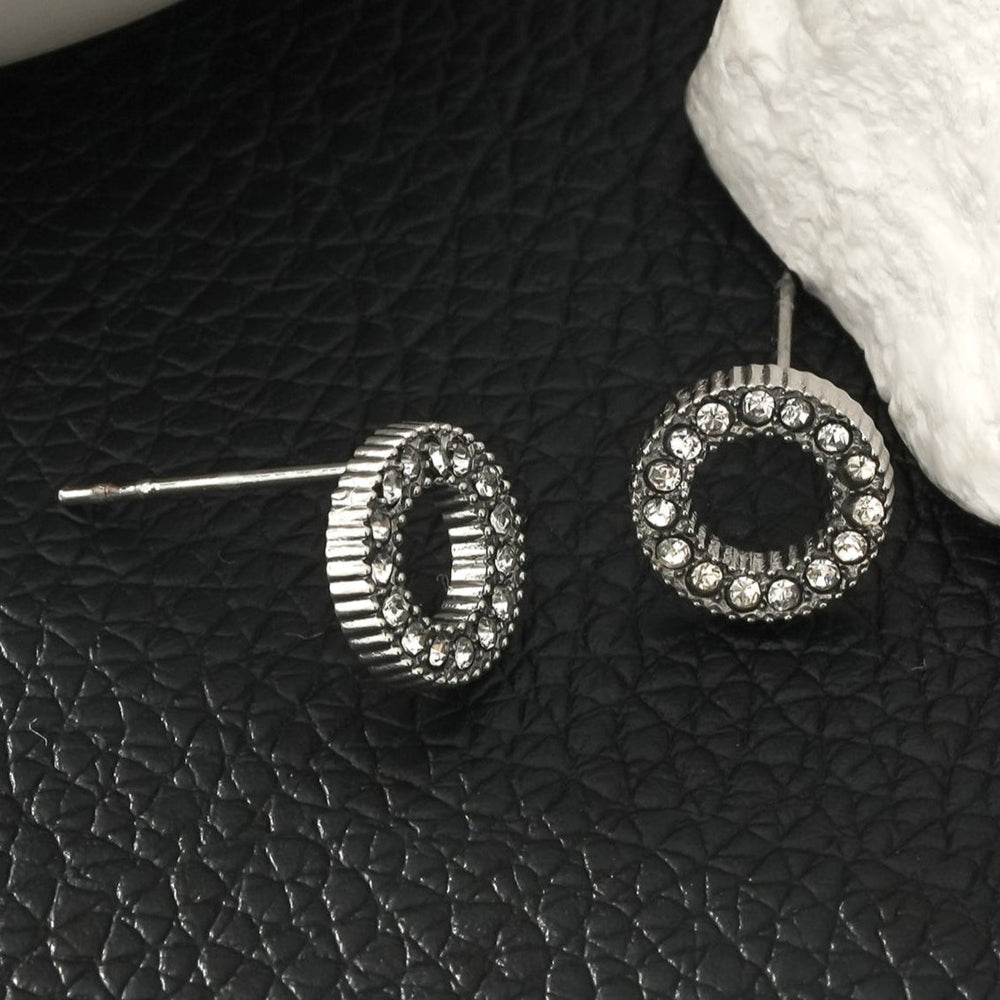 AMATOLE Argent (Or Blanc) : Mini Clous d'Oreilles Cercle Radieux
