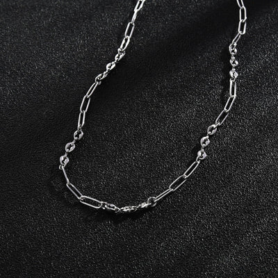 Collier AMMA Argent (Or Blanc) à Maillons et Perles Ovales