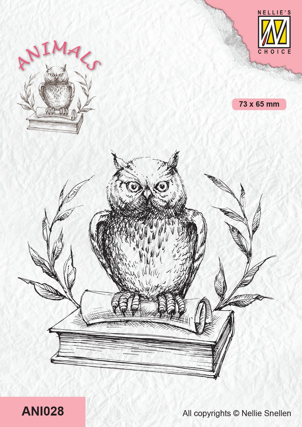 Nellie's Choice Tampon transparent Animaux - Hibou sur livre