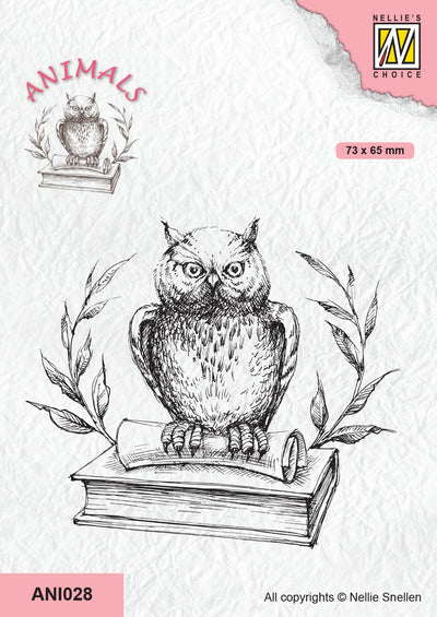 Nellie's Choice Tampon transparent Animaux - Hibou sur livre