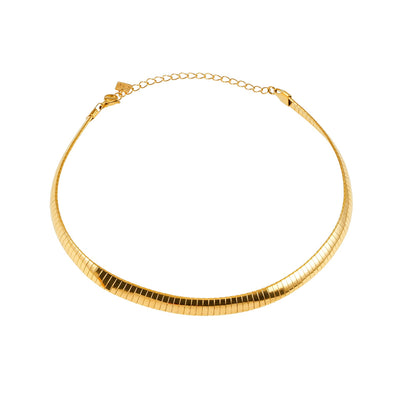 ANJILMA Or : Collier ras-du-cou texturé minimaliste.