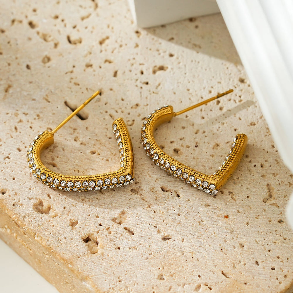 Style ANJAR Or : Anneaux en forme de cœur incrustés de pierres de zircone