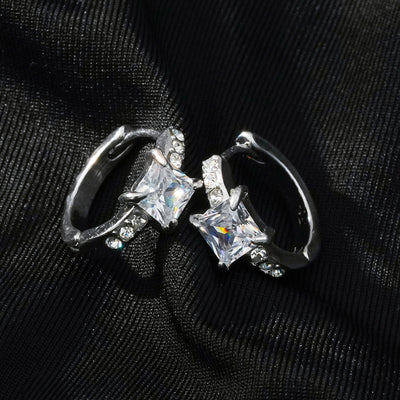 ASTORIA Or Blanc (Ton Argenté) : Mini Créoles Or Incrustées de Zircons