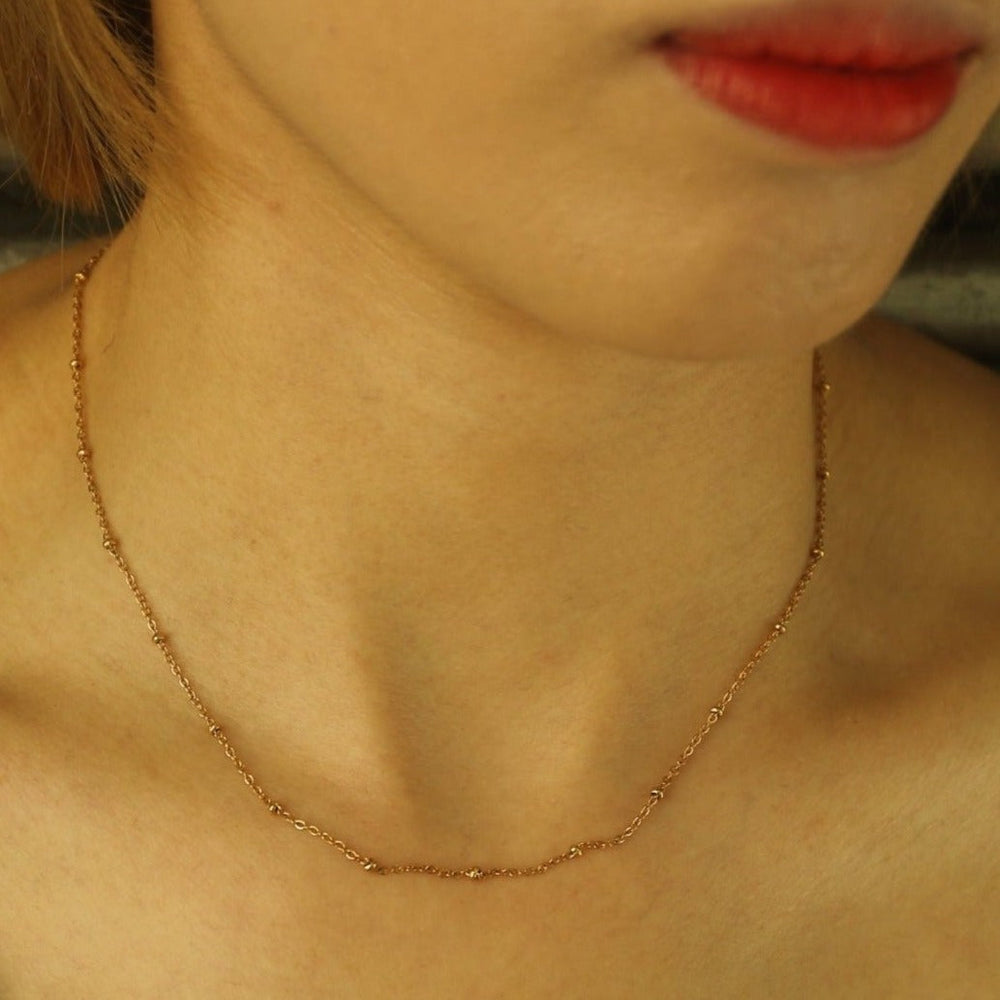 AVERY 16" Gold: Essential Daily Wear Beaded Gold Chain Necklace