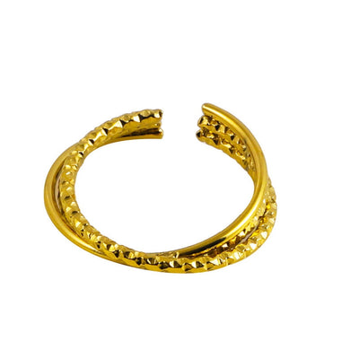 AZURA : Bague triple empilée aux textures contrastées