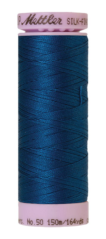 Fil de coton uni Mettler Silk-finish 50wt 164 vg/150 m Bleu Colonial