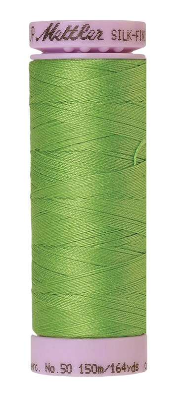 Mettler Silk-finish 50wt Solid Cotton Thread 164yd/150m Bright Mint — Cottage Quilting Ltd.