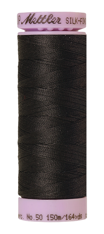 Fil de coton uni Mettler Silk-finish 50wt 164 vg/150 m Charbon
