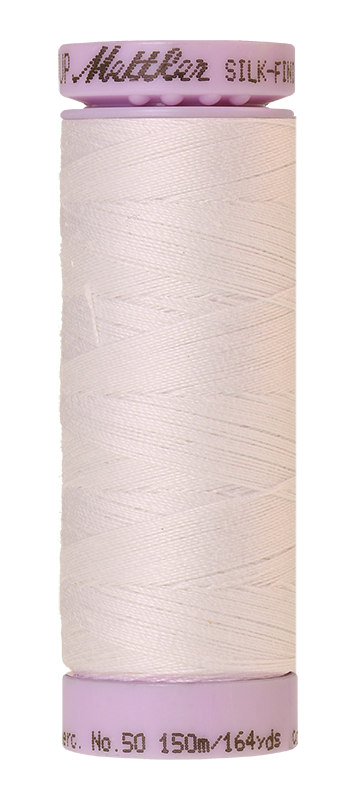Mettler Silk-finish 50wt Solid Cotton Thread 164yd/150m White — Cottage Quilting Ltd.