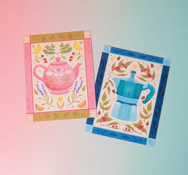 Moka Pot Coffee Art Print (7"x9")