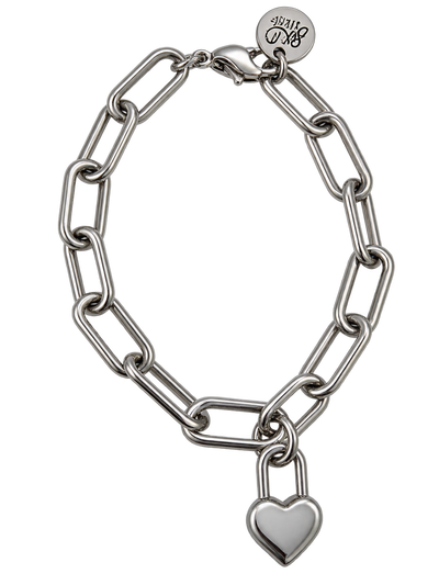 Silver Heart Lock Bracelet