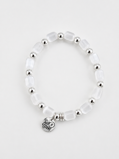 Bracelet en Sélénite et Acier Inoxydable Argenté