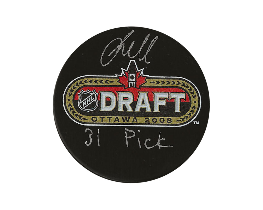 Palet de la LNH 2008 autographié par Jacob Markstrom, avec la dédicace « 31st Pick »