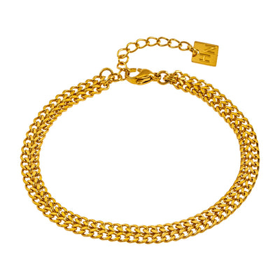 Modèle BELLAMY : Bracelet manchette simple à double chaîne, largeur extra, style unique