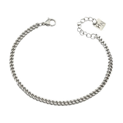 BILLIE Silver (White Gold): Cuban Link Chain Silver Bracelet