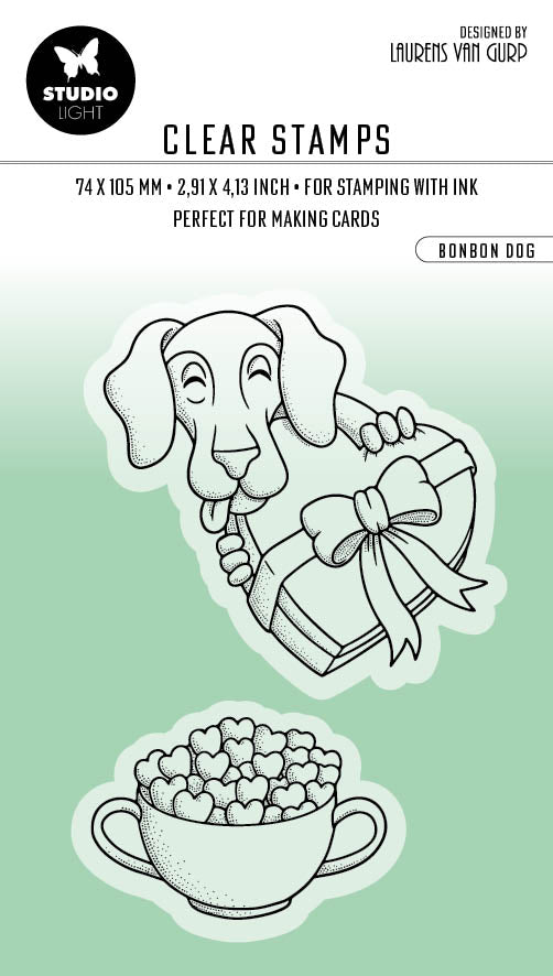 BL Tampon transparent Bonbon Chien Par Laurens 105x74x3mm 2 PC nr.354