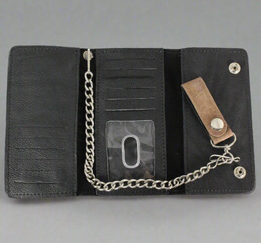 BOL Men's Chrome Plated Trucker Leather Trifold Wallet