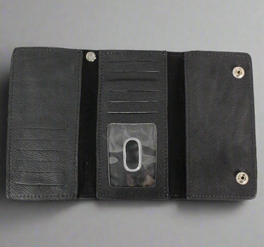 BOL Men's Chrome Plated Trucker Leather Trifold Wallet