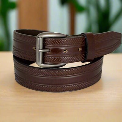 BOL Ceinture Homme en Cuir Nervuré à Boucle Amovible
