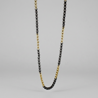 BOL Collier chaîne homme bicolore en acier inoxydable or et noir